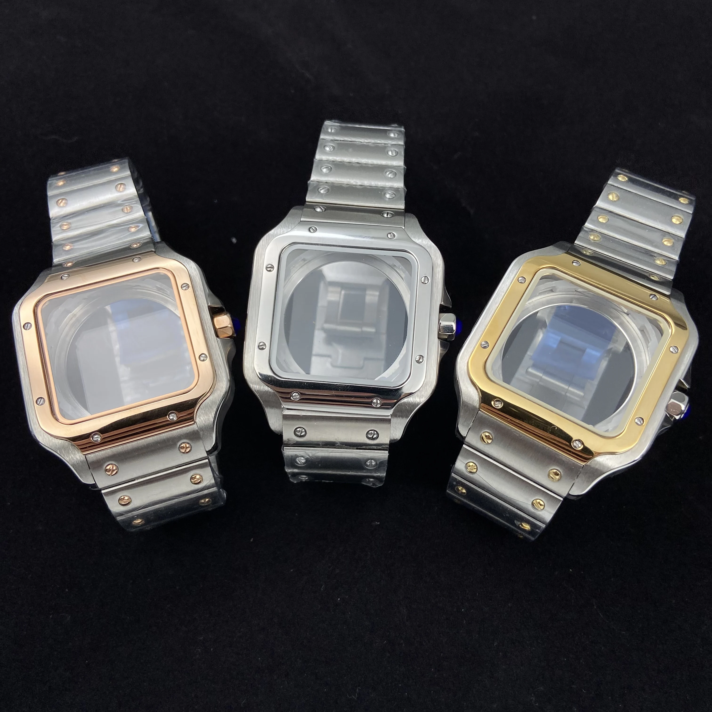 

Square 38mm Watch Case Stainless Steel For Santos Modification Parts For NH36/NH35 Movements Watch Repair
