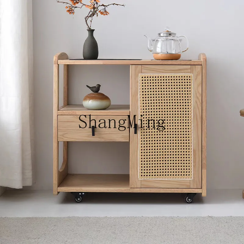 SM solid wood tea cabinet kettle integrated office mobile side few household meal side locker