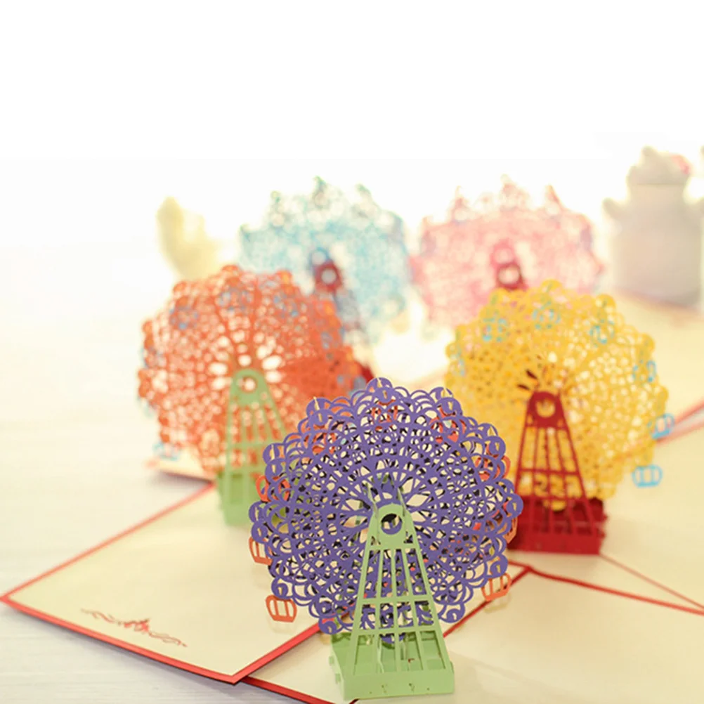 3D Ferris Wheel Purple Greeting Card Premium Quality Paper Eco Friendly Wedding Party Invitation Card