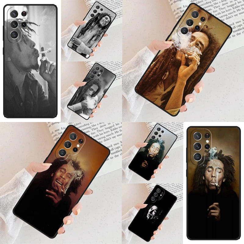 Bob Marley Smoking Phone Case For Samsung Galaxy S24 S23 S22 S21 Ultra S10 Note 10 Pro S20 Plus FE S9 S8 Cover