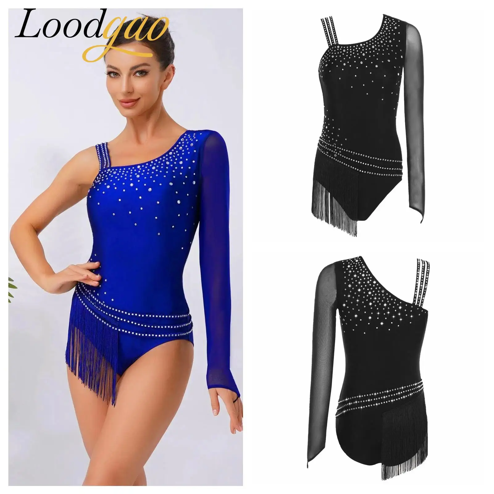 

Women Ballet Dress Chacha Latin Tango Tassel Fringe Dance Jumpsuit Leotard Gymnastics Bodysuit Dancewear Figure Skating Leotard