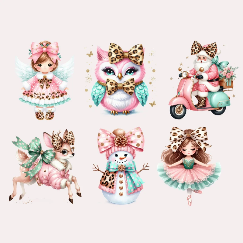 

Christmas Patches For Clothing Heat Transfer Stickers Washable Iron-on Patches T-shirt Jeans Stickers Christmas Deer ballet girl