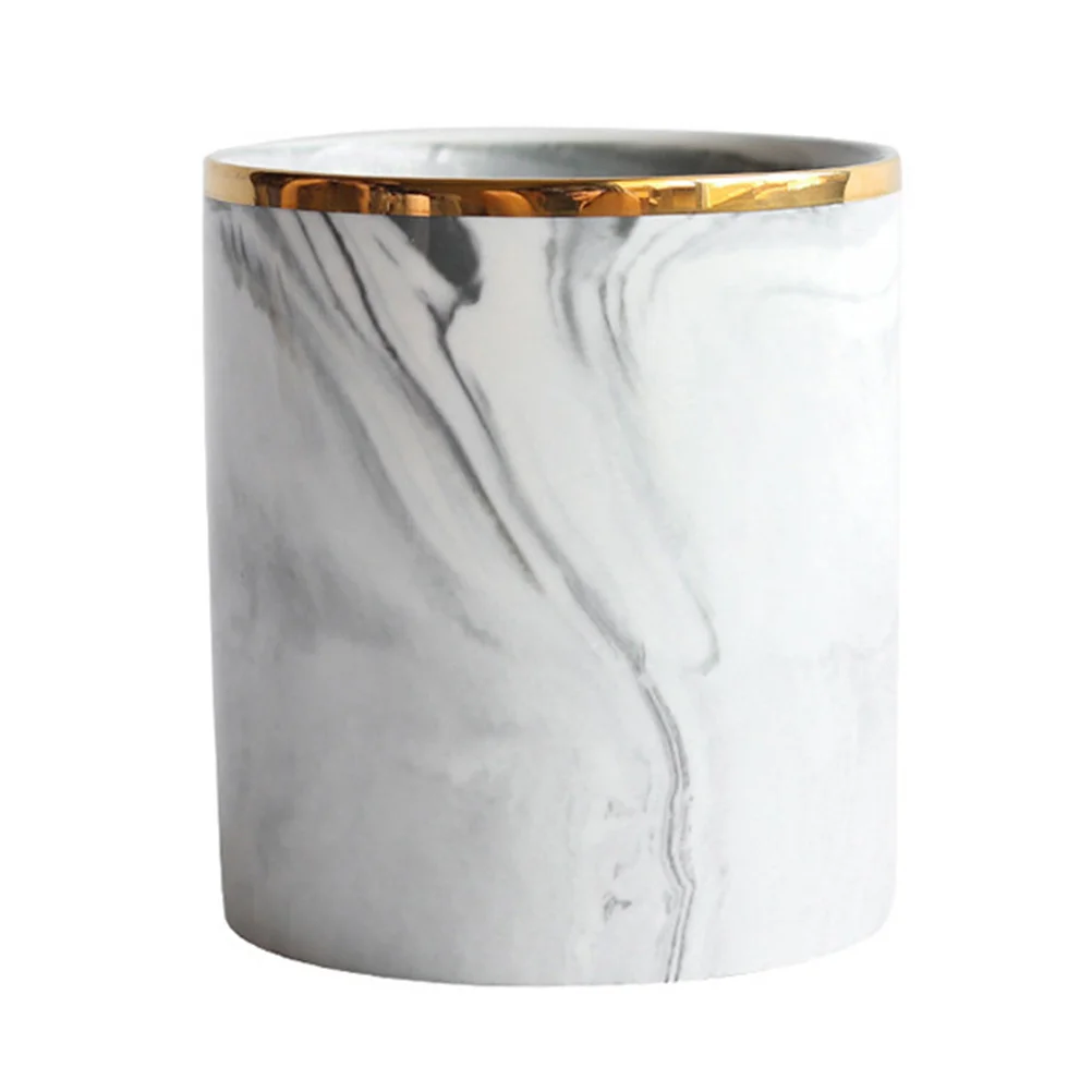 1Pcs Marble Ceramic Pen Holder Nordic Style Creative Desktop Organizer Brush Container Office School Supplies Storage
