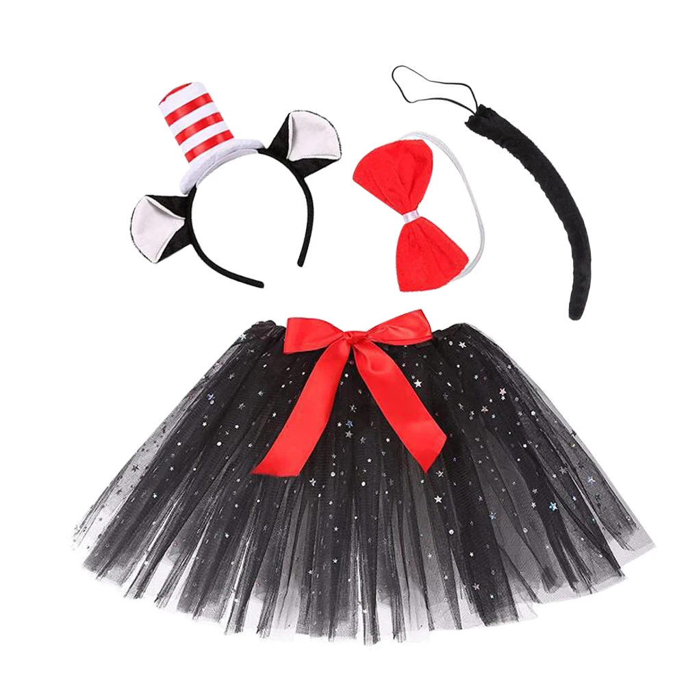 

Red White Cat Costume Set Cosplay Headbands Ears Animal Party Accessories Halloween Props Decorative Tail Costumes
