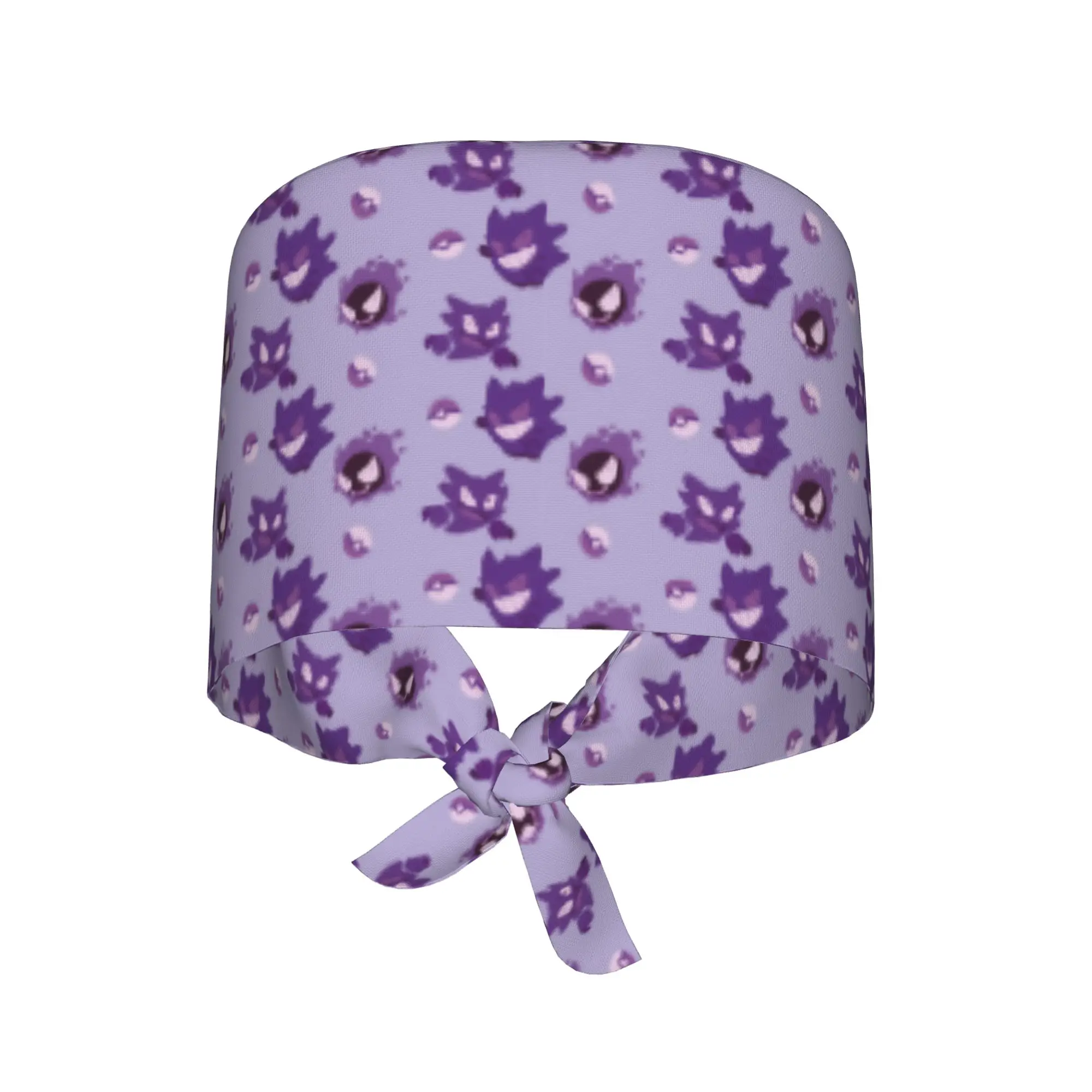 Custom Pokemoned Gengars Breathable Nursing Work Cap Unisex Nurse Medical Cap Adorable Cartoon Anime Work Scrubs Hat Hospital