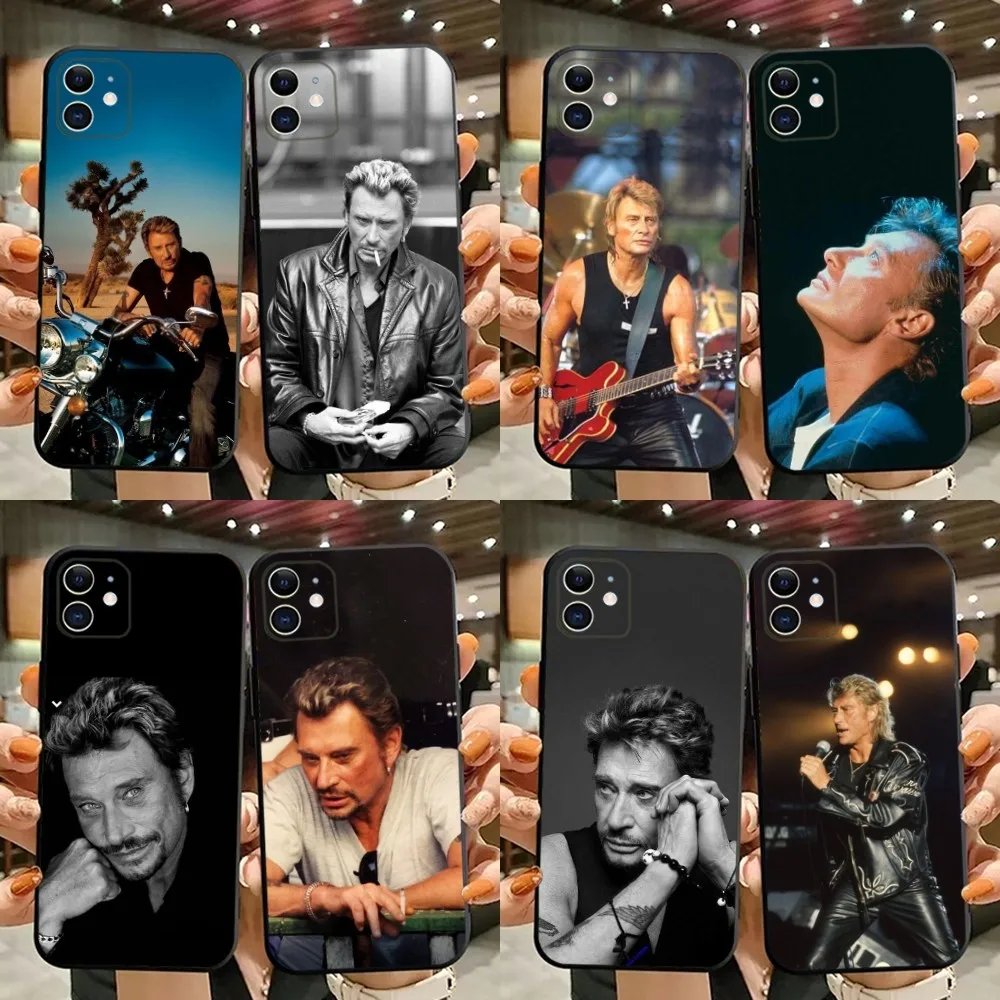 Singer J-Johnny H-Hallyday Phone Case For iPhone 15,14,13,12,11,Plus,Pro Max,XS,X,XR,SE,Mini,8,7 Soft Silicone Black Cover