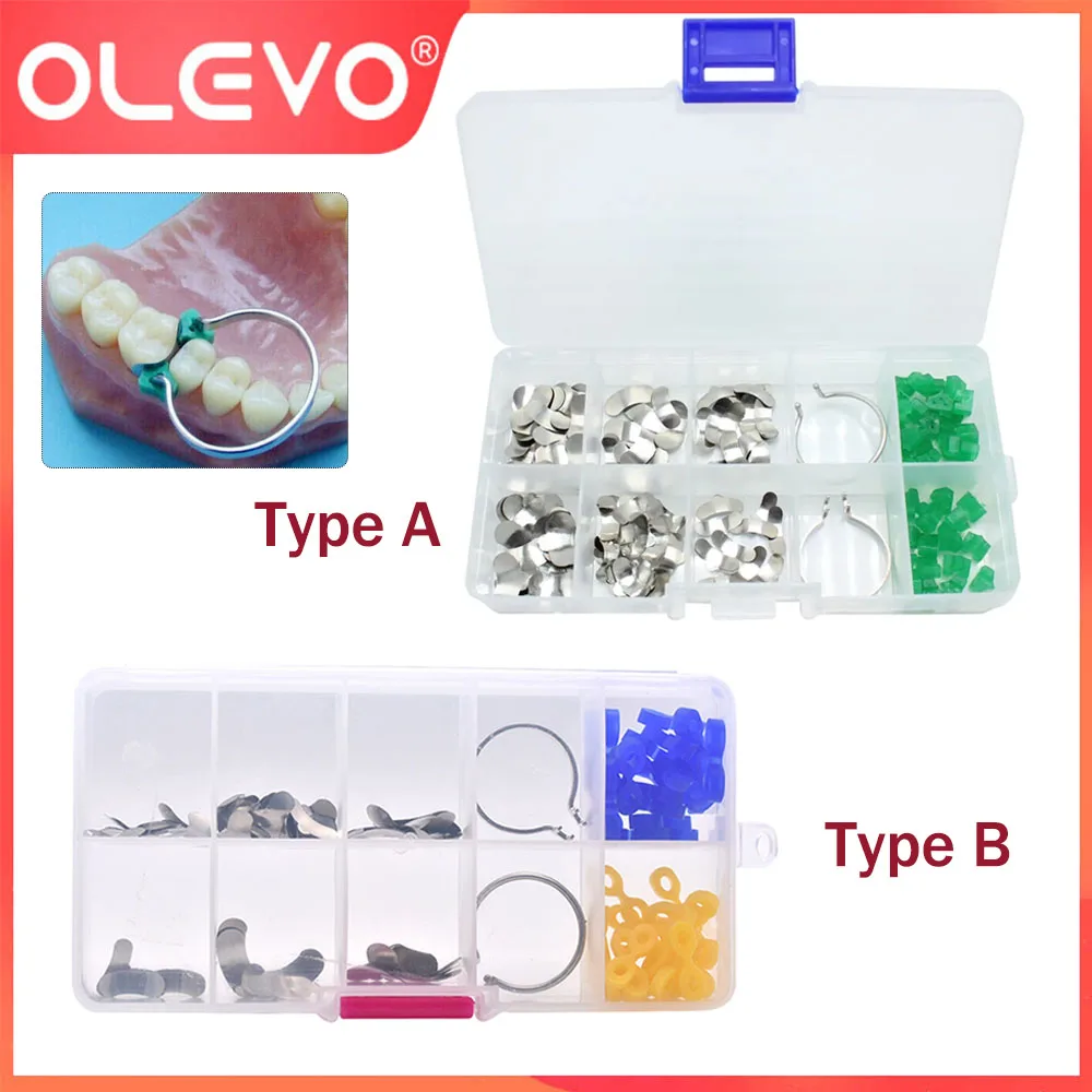 

OLEVO Dental Sectional Contoured Matrices Matrix Ring Delta Wedges Dentistry Formed Sheet Set Materials Silicone Add-On Wedges