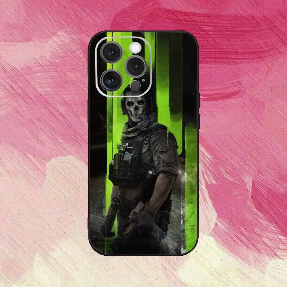 C-COD C-Call Of D-Duty Ghosts جراب هاتف لهاتف iPhone17,16,15,14,13,12,11 Plus، Pro Max غطاء أسود ناعم