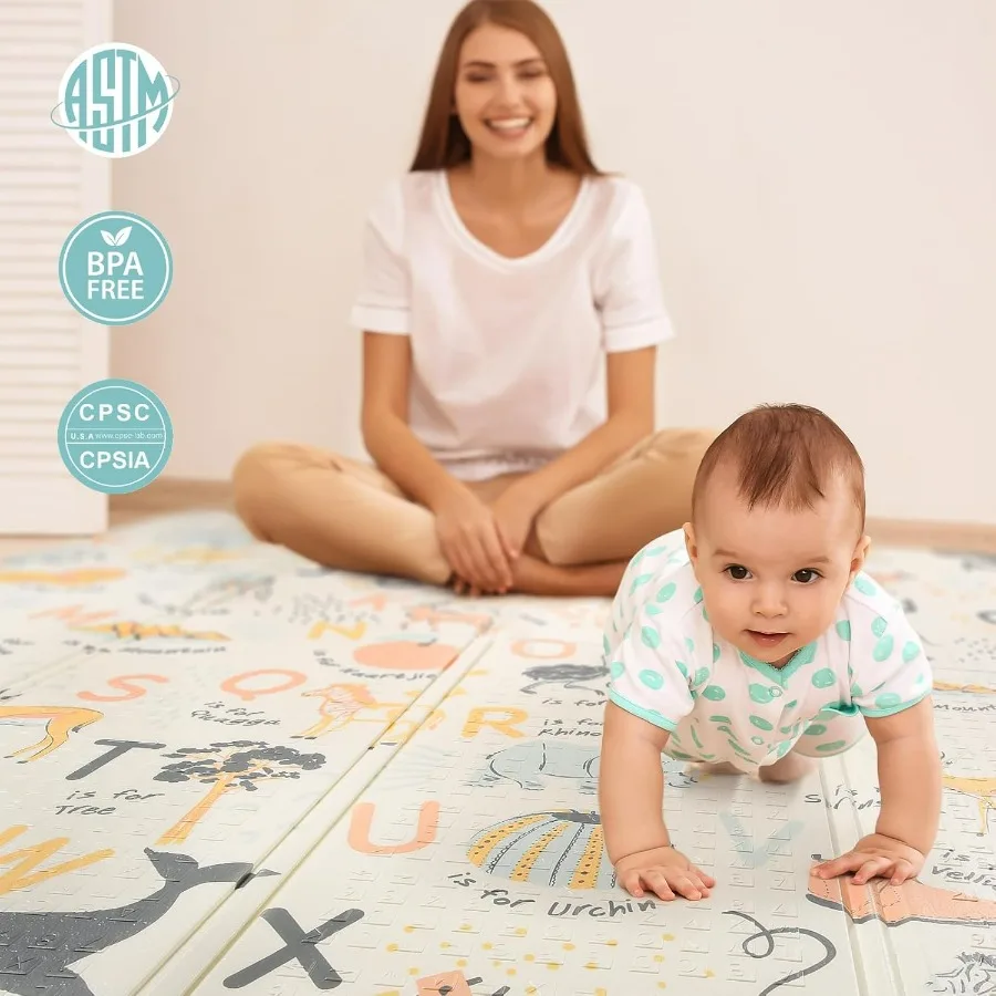 Box per bambini extra large al limone acido da 79x71 pollici con tappetino da gioco e recinzione per cancello di sicurezza per uso interno ed esterno Include 50 Ocean Bal