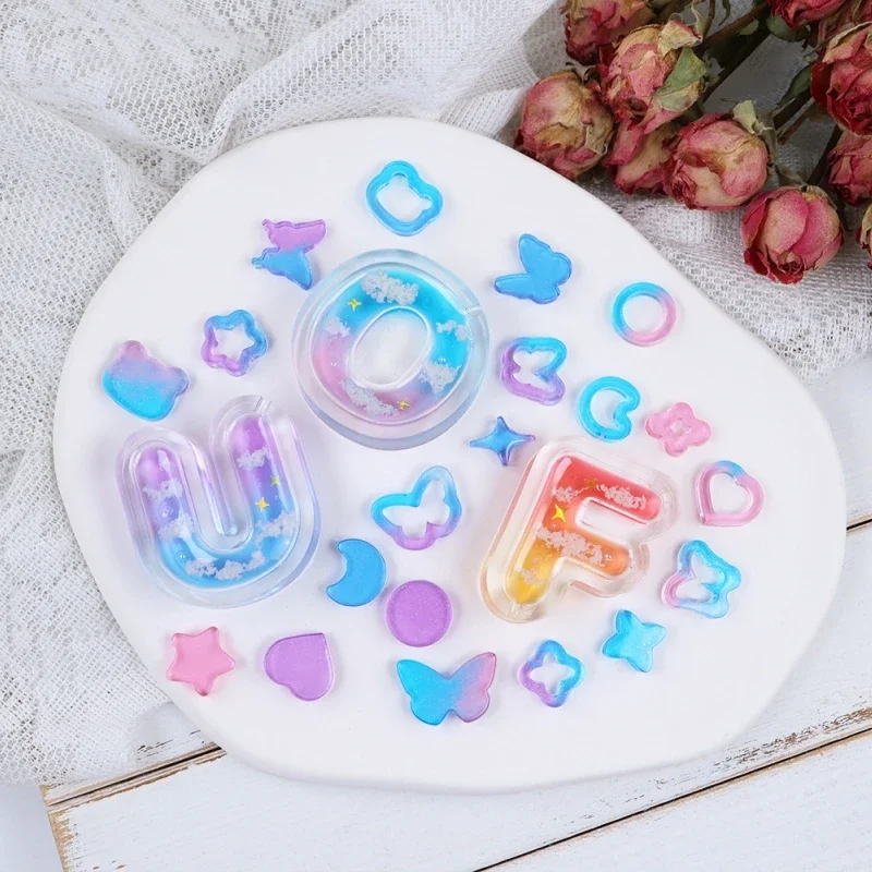 Moule en silicone en résine UV pour bricolage, goutte de cristal, colle, amour, papillon, lune, sable, NING