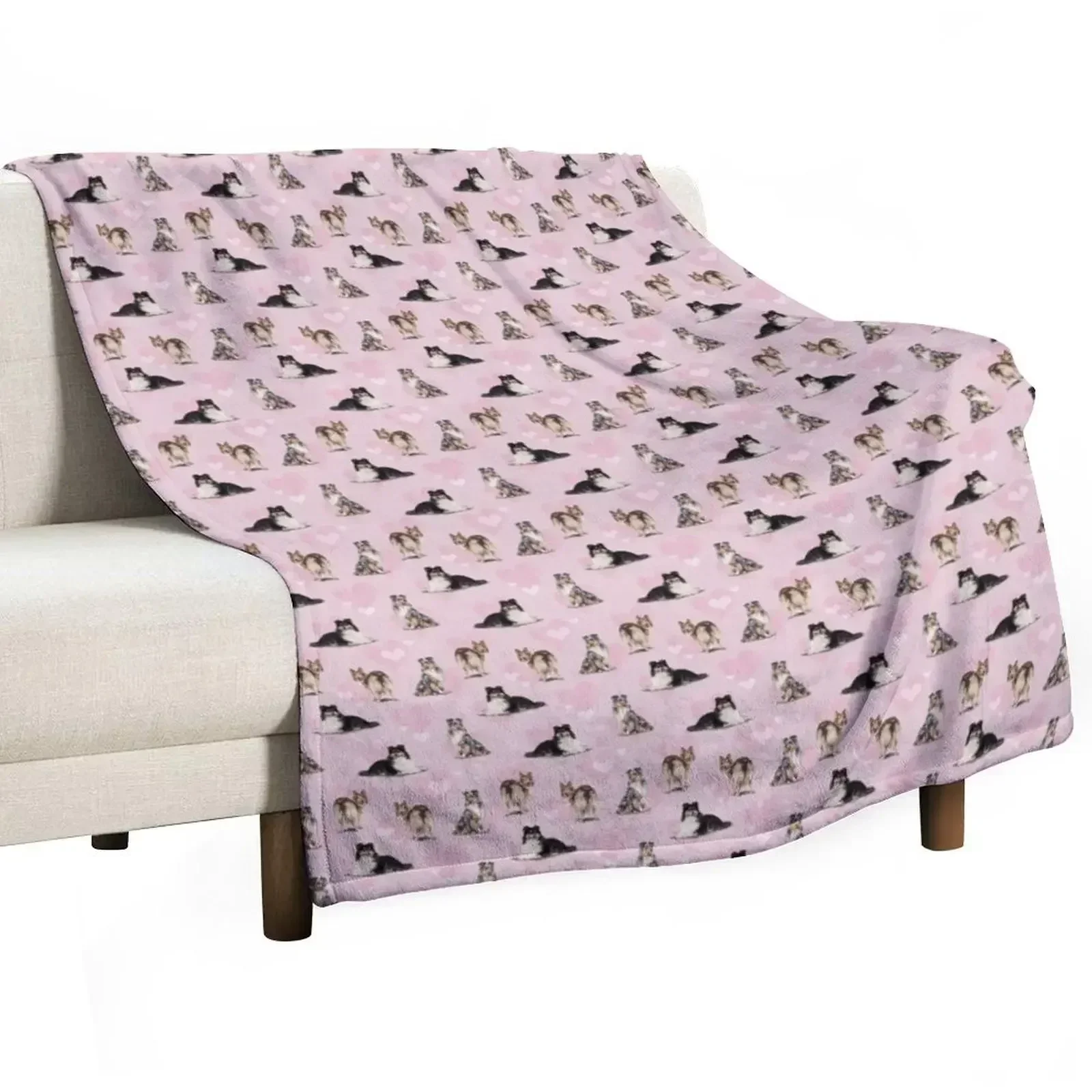 

The Shetland Sheepdog Sheltie in Pink Throw Blanket Plush Blankets For Sofas warm for winter Blankets