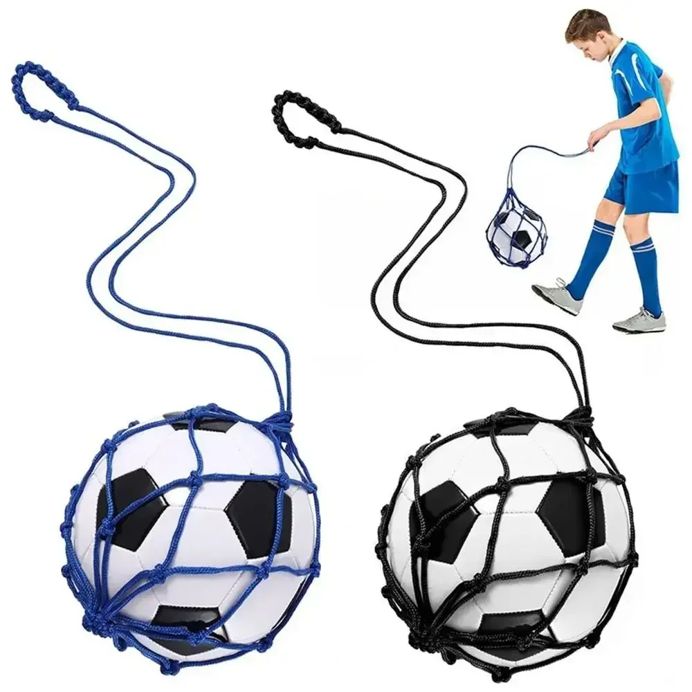 

Youth Football Self Trainer Kick Net Pocket Professional Outdoor Sport Nylon Net Basketball Bag Solid Mesh Soccer Ball Carry Bag