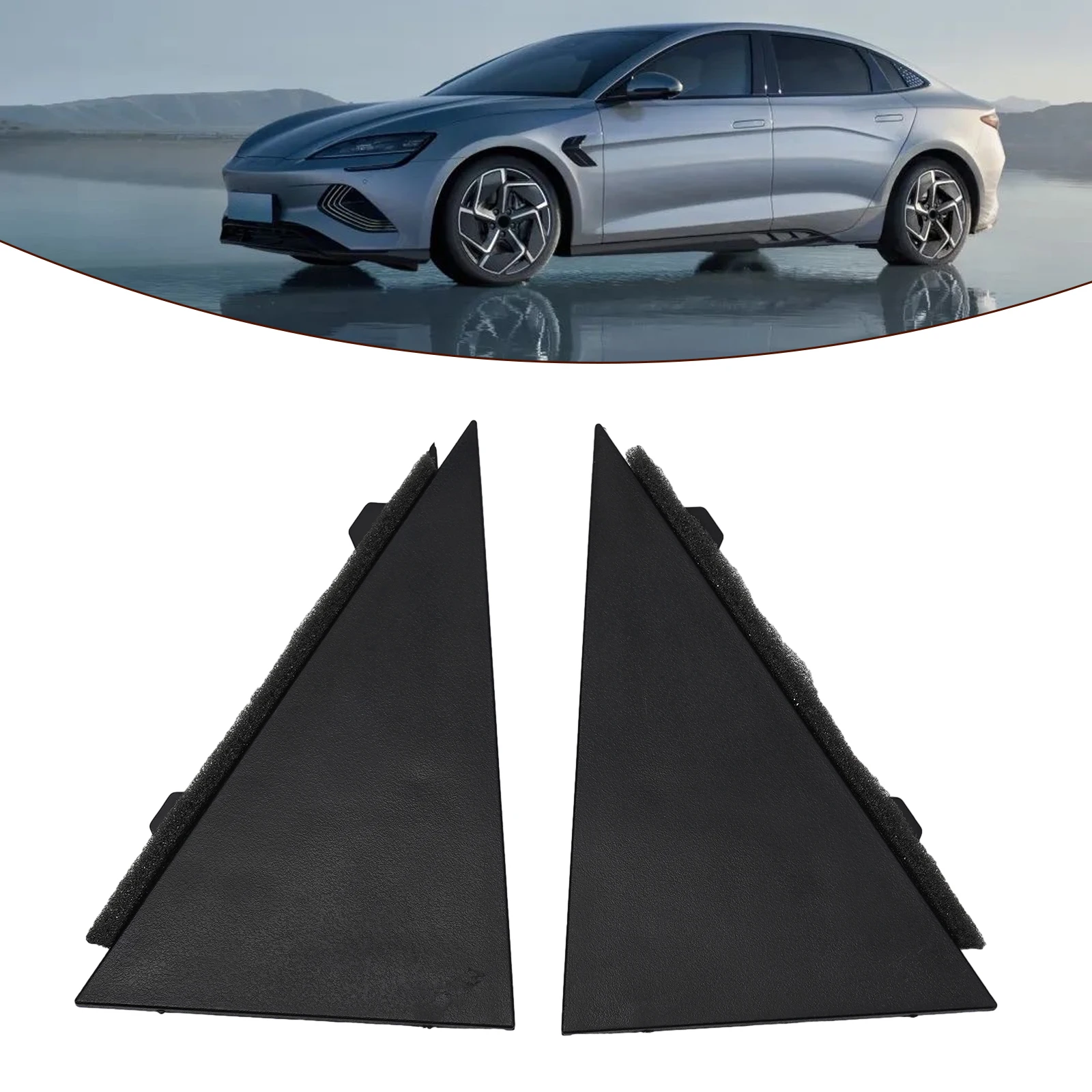 

Black Rear Door Pillar Triangle Molding Cover Set for Hyundai Sonata 2009 2014 Made of Plastic Fits both Left and Right