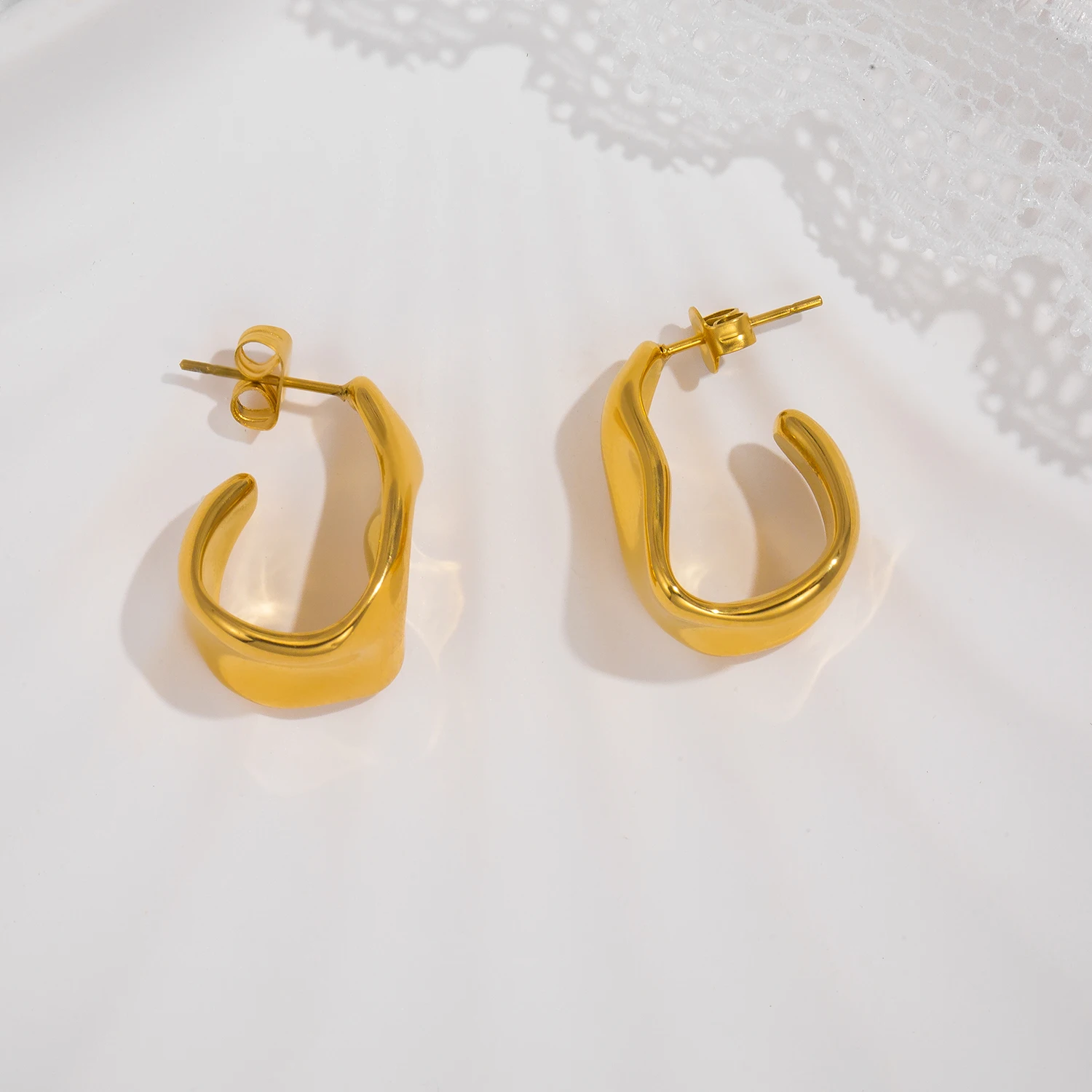 Women's Gold Plated Geometric Stud Earrings