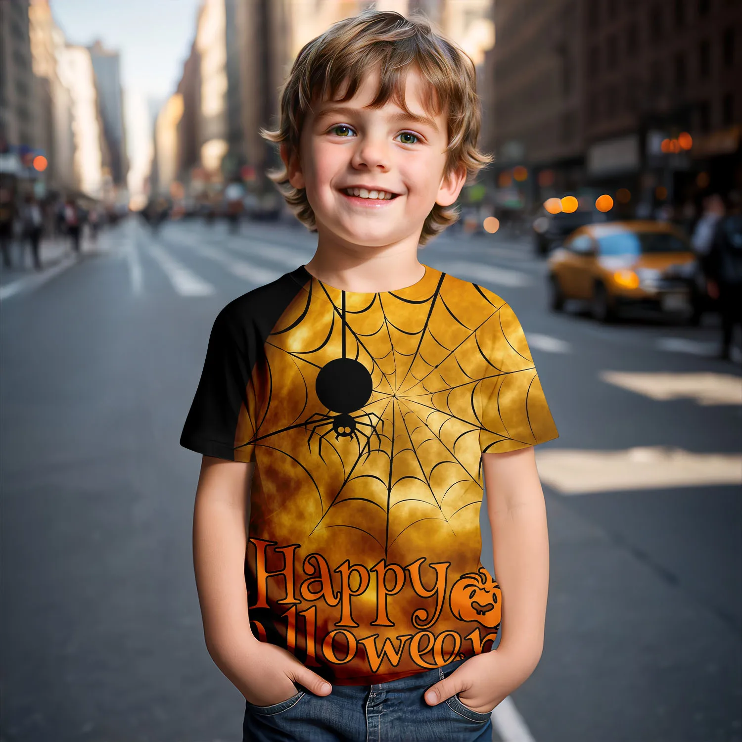 Kinderkleding Jongens T-shirt Korte Mouw Creatieve 3D Halloween Print Kinderen Zomerkleding Casual Grappige Meisjeskleding Tops