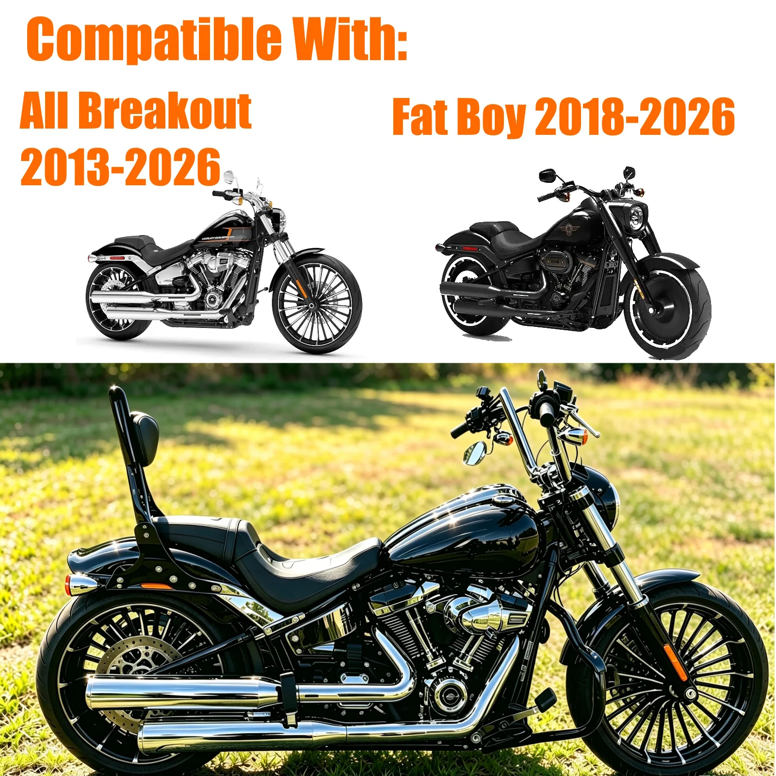 Detachable Back Rest Passenger Sissybar For Harley Fat Boy FLFBS 18-26 Breakout 114 FXBR 2013-2026 Motorcycle Backrest Sissy Bar