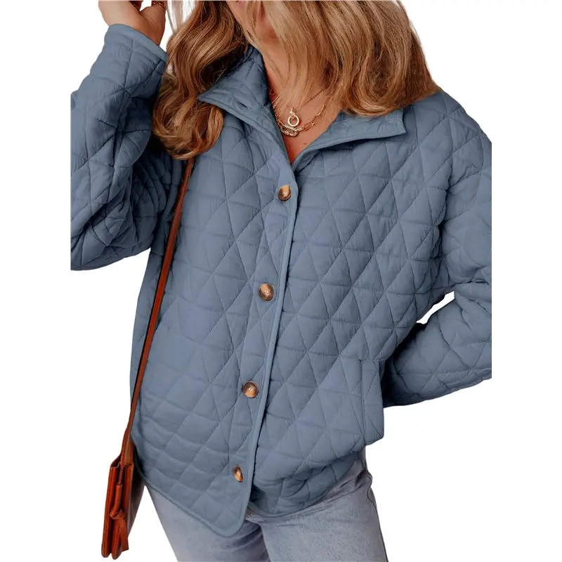 

FYBL-Women's Light Weight Quilted Jacket Casual Winter Open Front Button Down Puffer Coat Outwear Cardigan