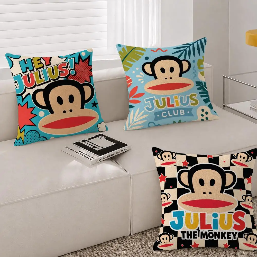 Character Julius the Monkey Cushion Cover Natural Linen Breathable Cushion Covers Sofa Bedroom Decor Pillowcase