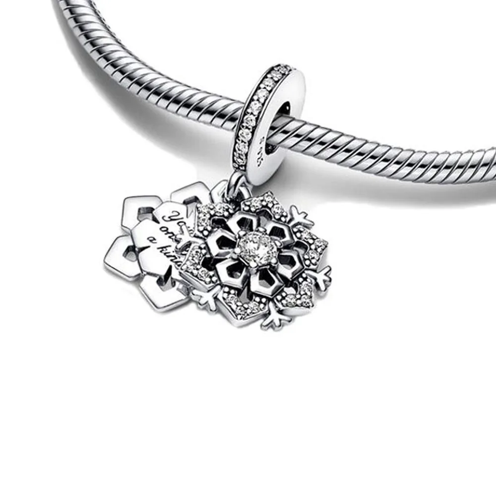 Silver Colour Snowflakes Fit Pandora Charms Silver Colour Original Bracelet for Jewelry Making