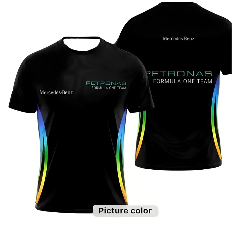 Summer men's and women's F1 racing clothes, breathable quick drying short sleeved cycling clothes, Petronas team