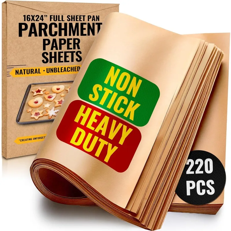 [220 Sheets] Full Sheet Pan 16 x 24 Inch Parchment Paper Baking Sheets  Precut Silicone Coated