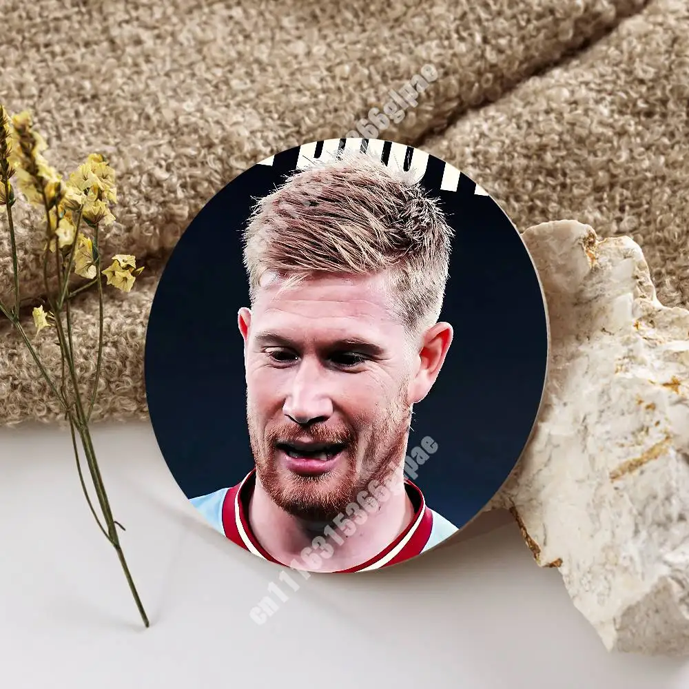 Football K-Kevin De B-Bruyne Belgium Team Wooden Cup Mat Cappuccino Vodka Juice Water Coaster for Flower Shop