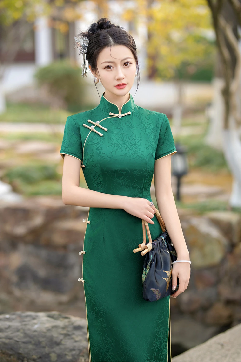 

Spring Summer New Jacquard Cheongsam Improved Vintage Chinese Young Style Slim Qipao Dress Ladies Evening Banquet Gown Chinoise