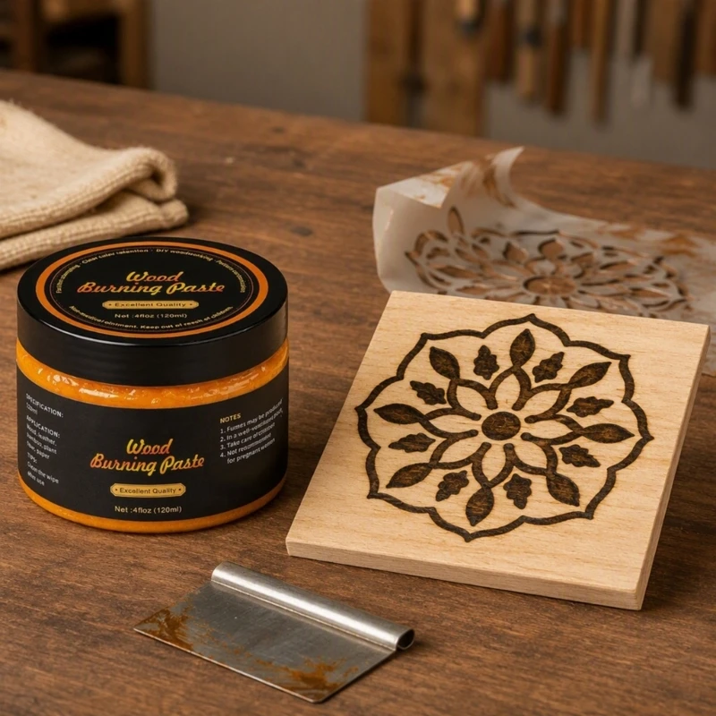 Burning Paste for Heat-Activated Pattern and Lettering, Targeted Design Placement on Leather, and Canvas Craft D2RC