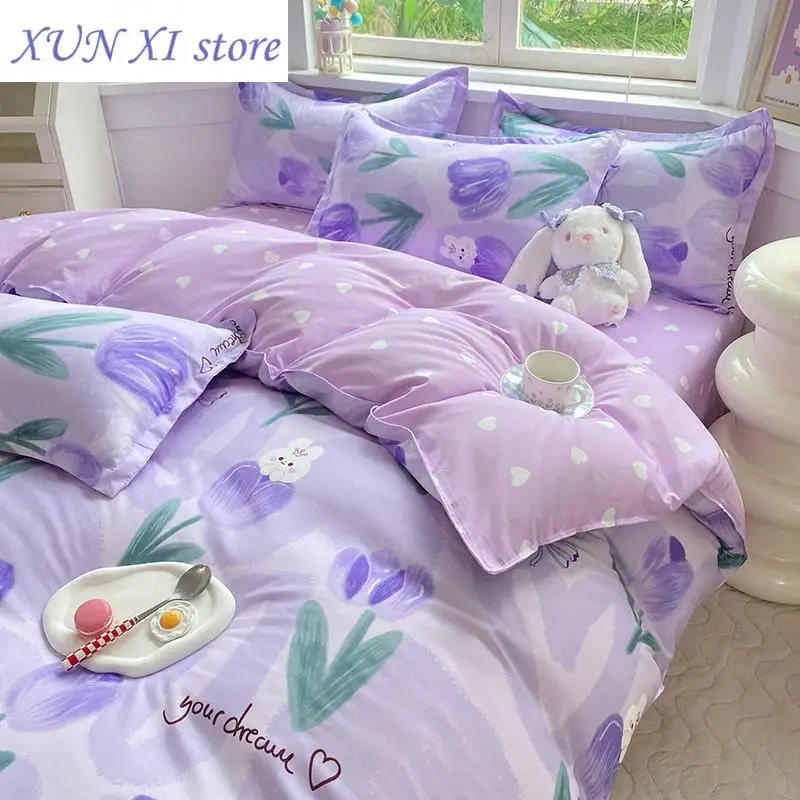 New 4-piece bedding set comforter set Soft and comfortable  for be suited to four seasons Suitable for the room dormitory