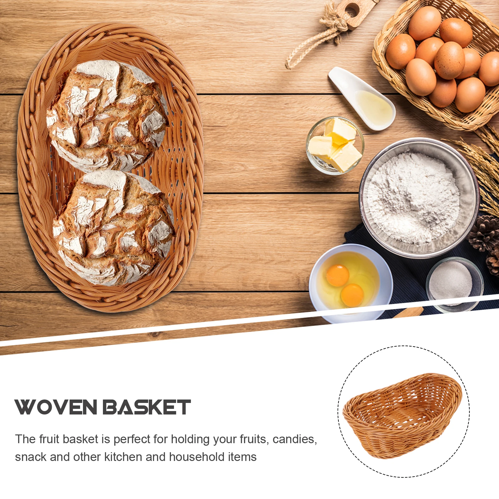 

Rattan Bread Basket Fruit Food Imitation Serving Baskets Kitchen Basketcor Woven
