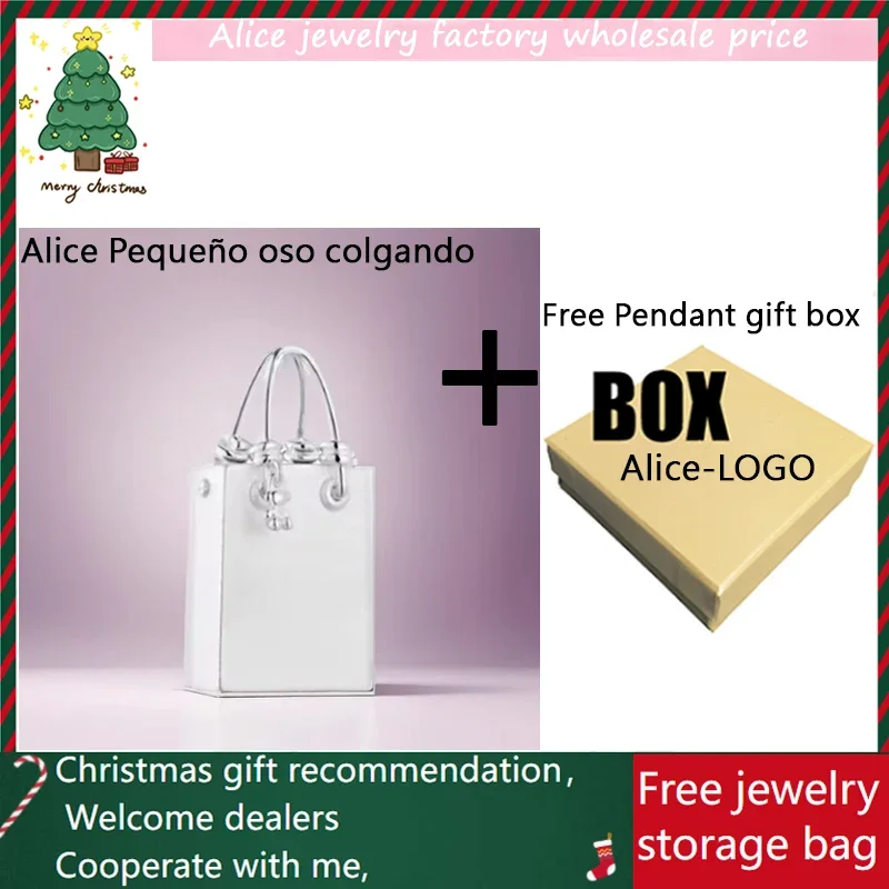 Joyería de plata de alta calidad para mujer, colgante exquisito con forma de bolso, regalo de joyería