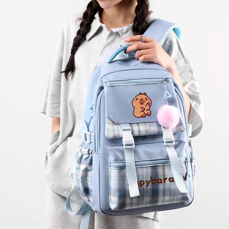 Women's Large Capacity Nylon Backpack Water Resistant Sturdy Shoulder Bag Multiple Compartments Practical Versatile Design