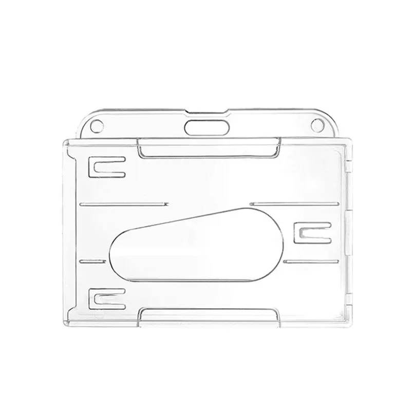 1pc ダブルバッジホルダー垂直 2 カードバッジホルダー親指スロット