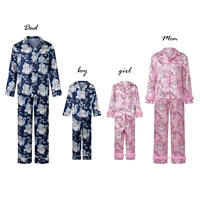 Mommy and Me Matching Christmas Pajamas Sets Santa Claus Letter Satin Long Sleeve Shirts Pants Sleepwear Family Sleepwear 2