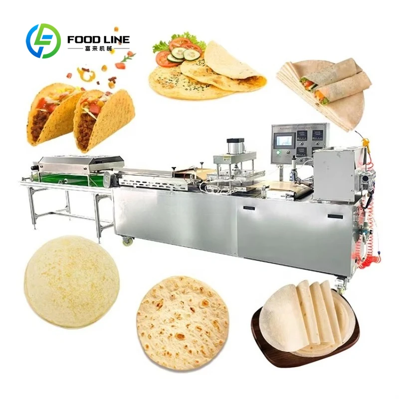 Custom Fully Automatic Mexican Corn Flour Taco Tortilla Chapati Roti Wrap Making Machine for Sale Food Processing Equipment