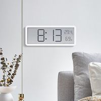Plastic Digital Wall Clock LCD Screen Time Temperature Humidity Display Electronic Clock 2Colors Battery Powered