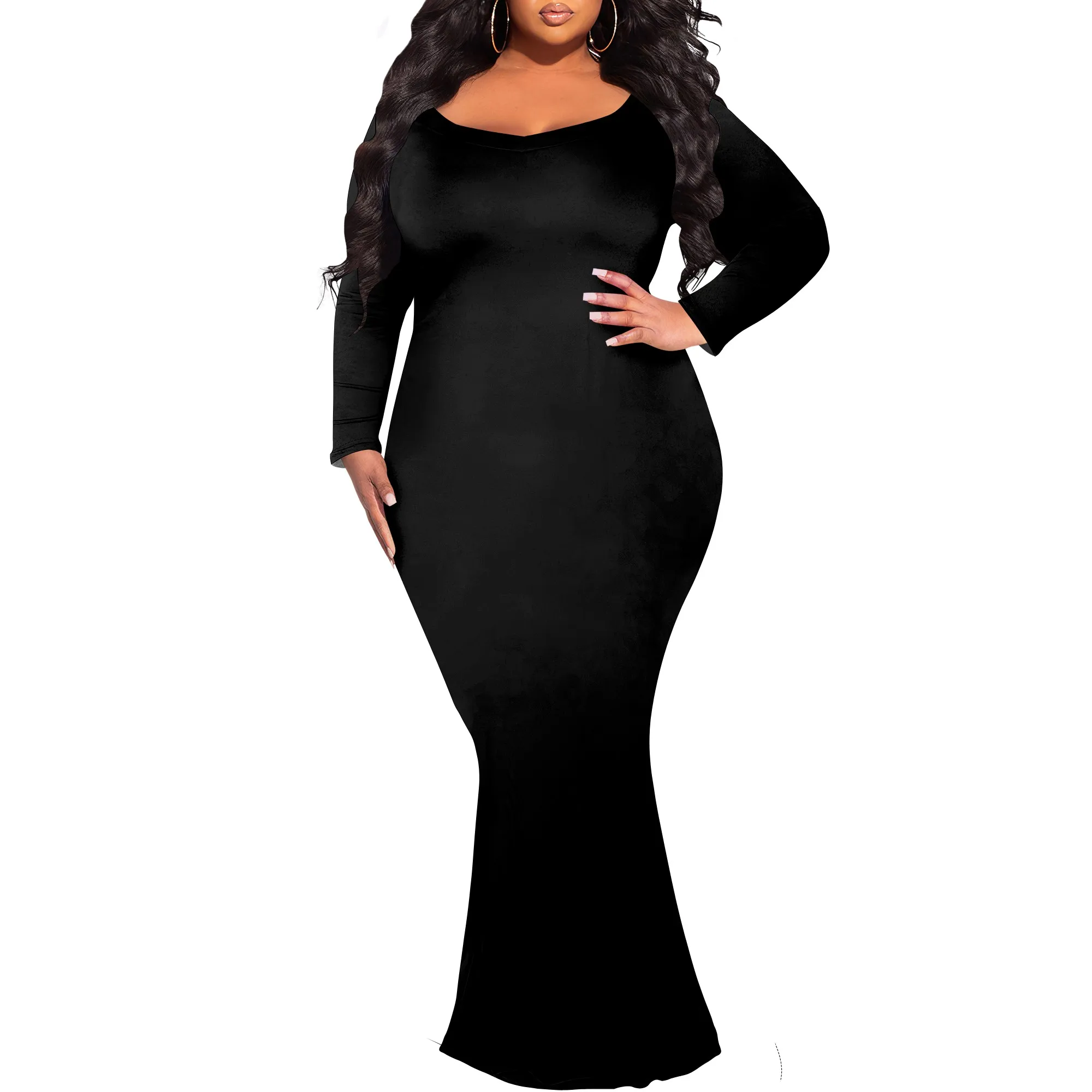 แขนยาว Maxi ชุดเข้ารูปค็อกเทลชุด Shapewear Tummy Control ฤดูใบไม้ร่วงชุดอย่างเป็นทางการ Built