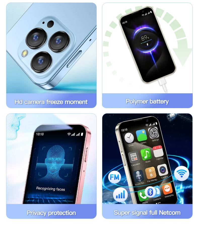 SOYES XS18 Pro 3G 3.0 Inch Mini Student Smartphone 2GB 16GB Android with Facial Recognition Dual SIM Standby Network Small Phone