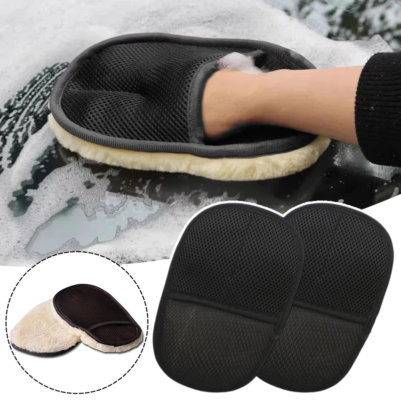 1/10Pcs Car Clean Glove Motorcycle Washer Care Car Styling Wool Soft Washing Gloves Wash Sponge Cleaning Beauty Supplies Wipe