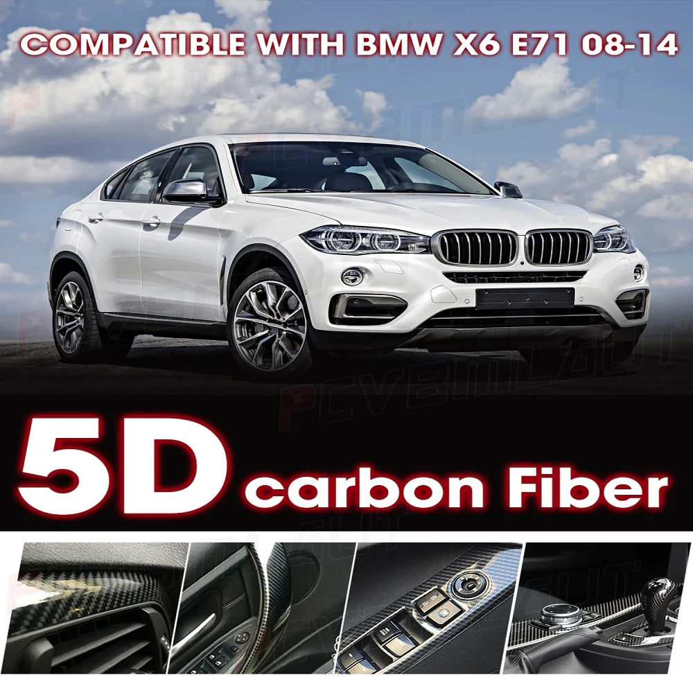 

PCVBMLAUT For 08-14 BMW X6 E71 interior modified film Super Gloss 5D Carbon Fiber Vinyl Wrap For Car Vinyl Film Vehicle Decal