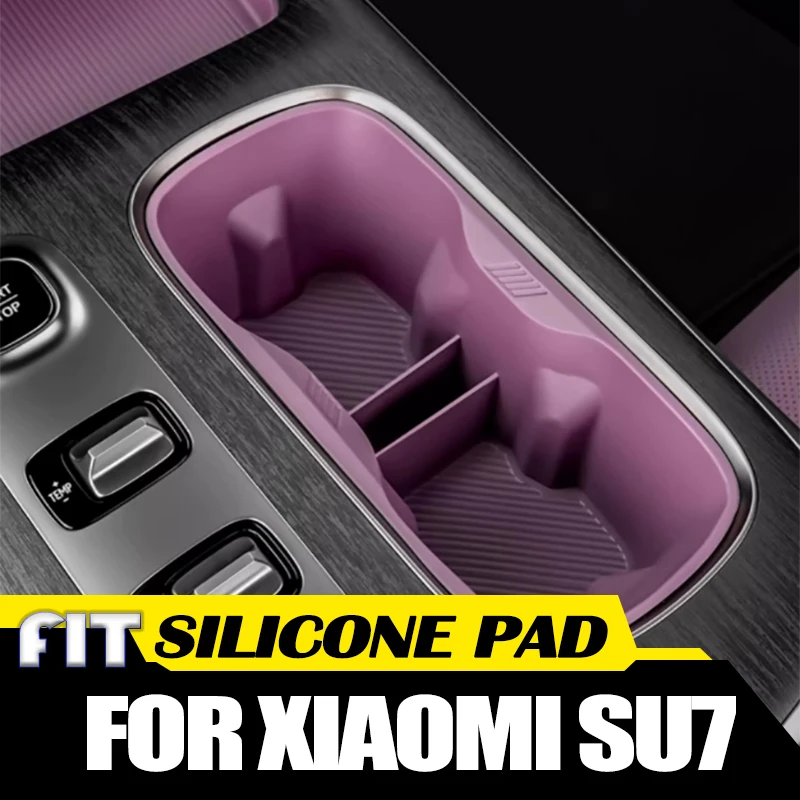 Central Control Water Cup Silicone Pad Fit for Xiaomi SU7 2024 Car Wireless Charging Pad Anti Slip Protective Pad Accessories