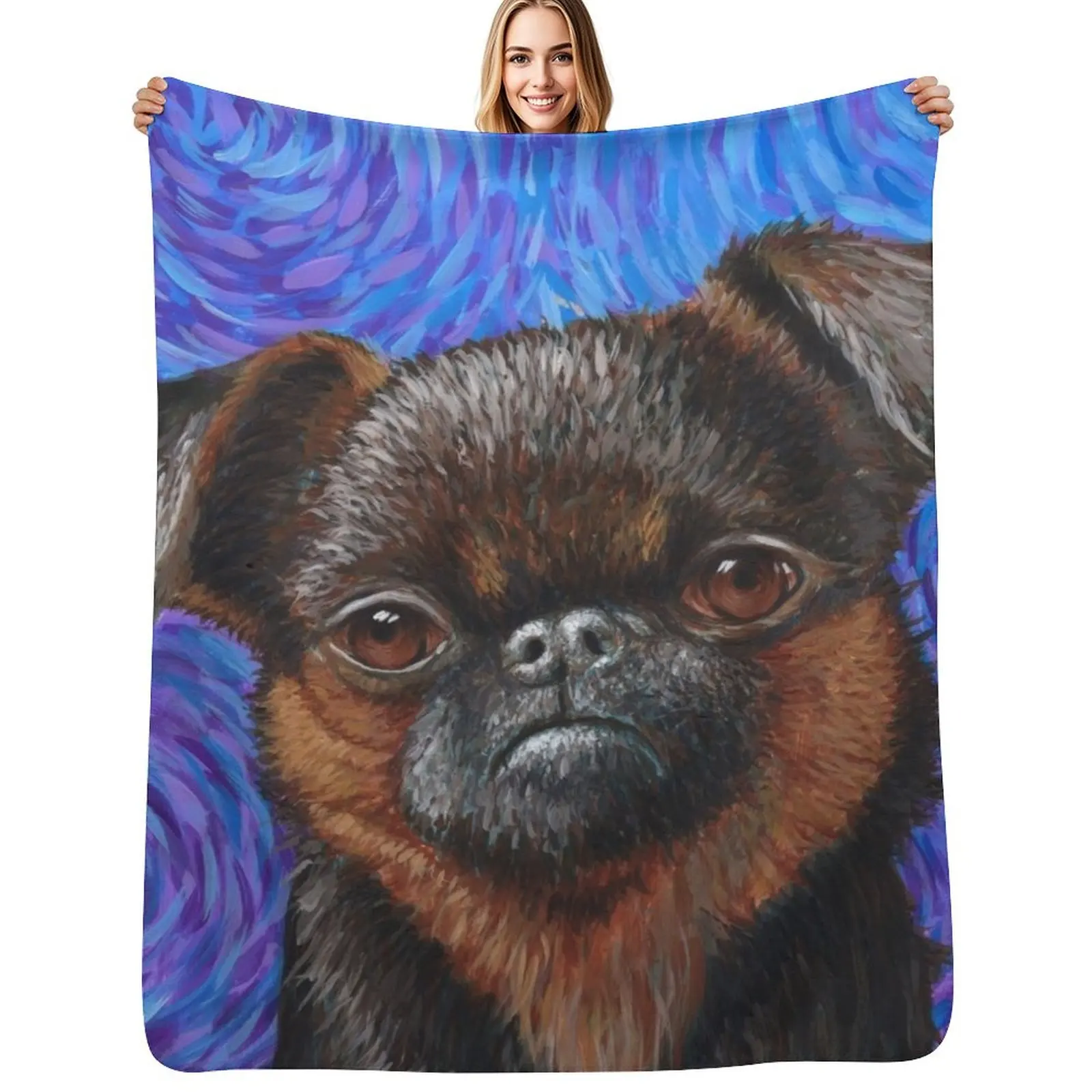 Brussels Griffon Throw Blanket cosplay anime Retros Softest Flannel Fabric Hair Decorative Beds Blankets