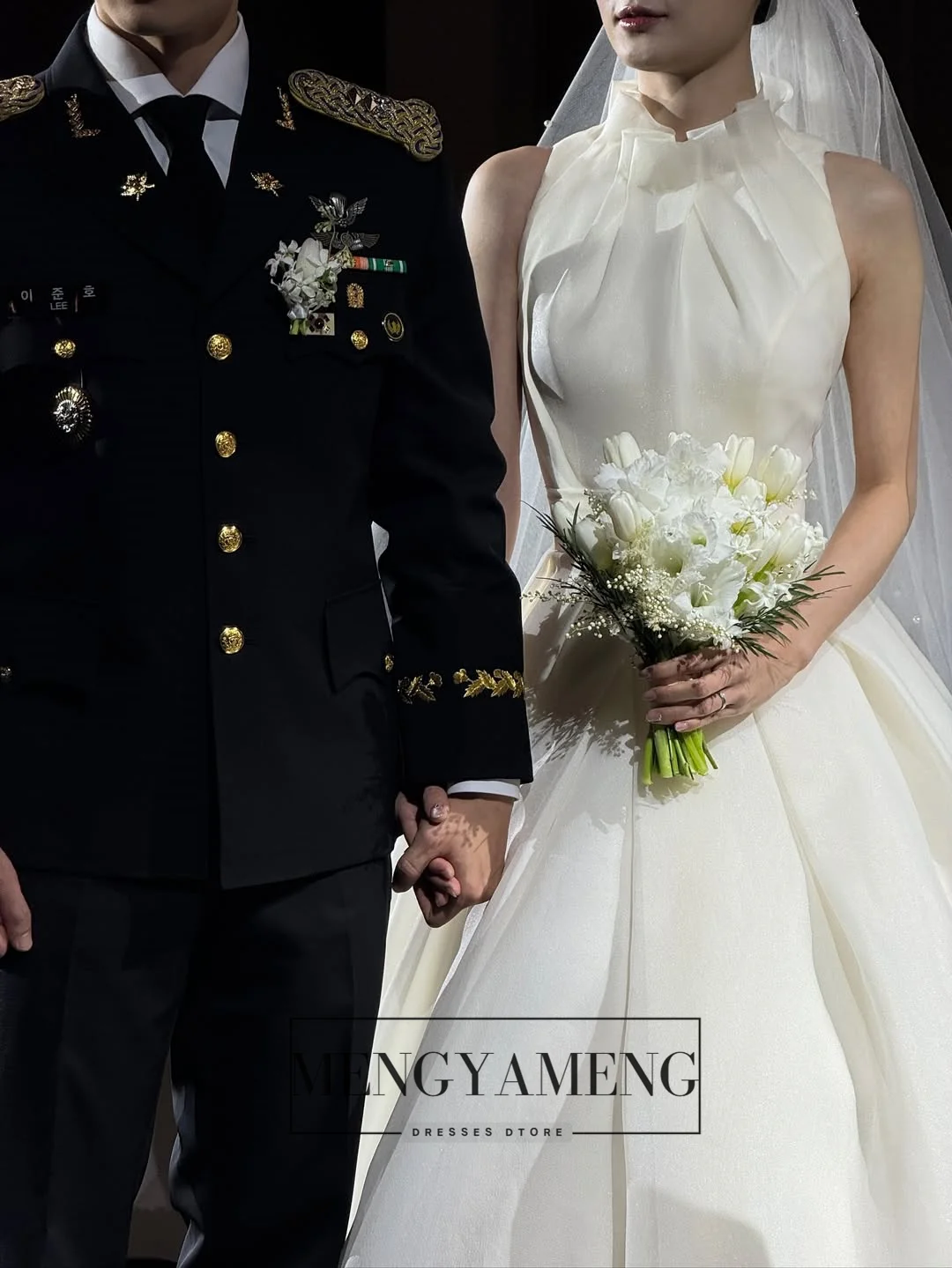 ZHUISHU Customized High Collar Pleated Korean Wedding Dresses Elegant Sleeveless A Line Bridal Gown Silk Organza Bride's Dresses