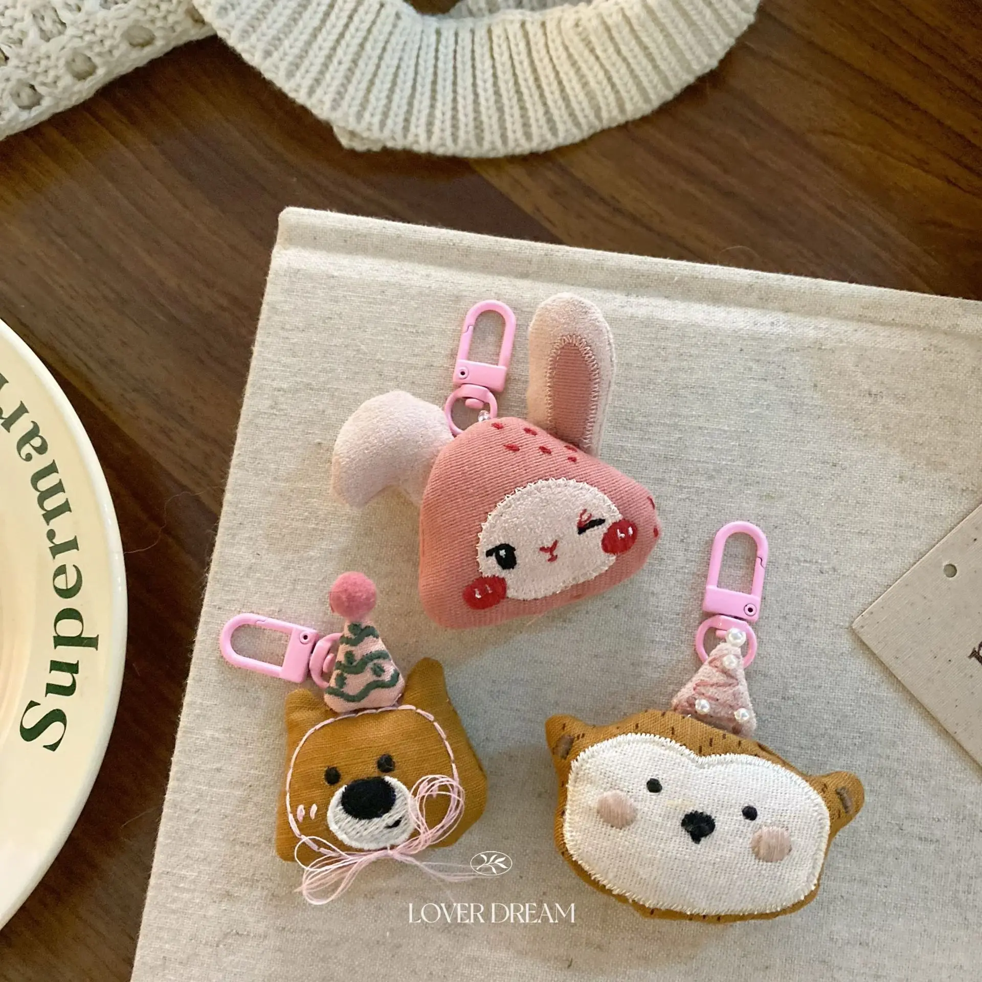Colorful Cloth Duck Keyring Cute Cartoon Animal Bag Charm for Purse Backpack Korean Sweet Style Versatile Mobile Pendant