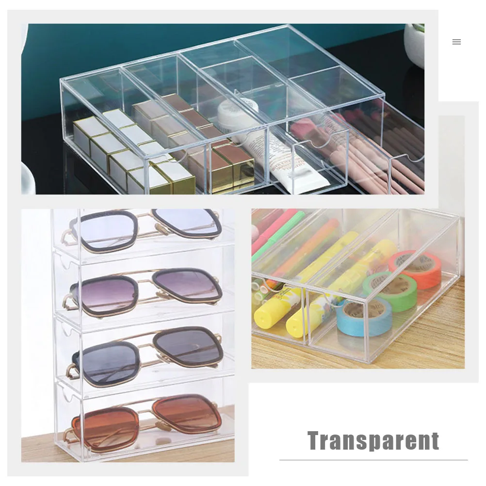 

2 шт., прозрачная коробка для хранения очков, прочный акриловый витрина для очков, пылезащитный органайзер для ювелирных изделий, солнцезащитные очки