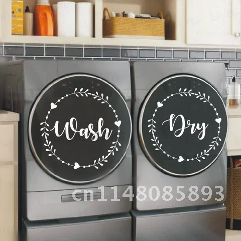 Wash Dry Sign Quotes Vinyl Decals Laundry Wash Room Decoration Washing Machines Door Vinyl Stickers Laundry Art