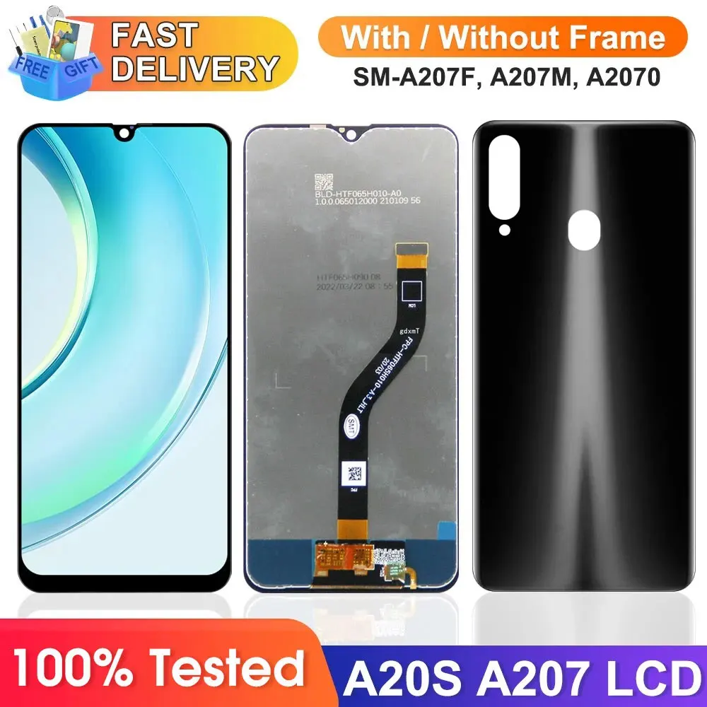 A20S Display Screen Replacement, for Samsung Galaxy A20s A207 A207F Lcd Display Digital Touch Screen with Frame Assembly