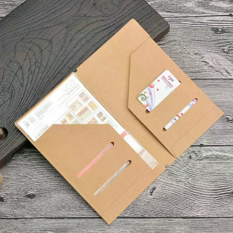 Kraft Paper File Folder For Refillable Travel Journals Standard Passport Size Refill Insert Cards Organizer