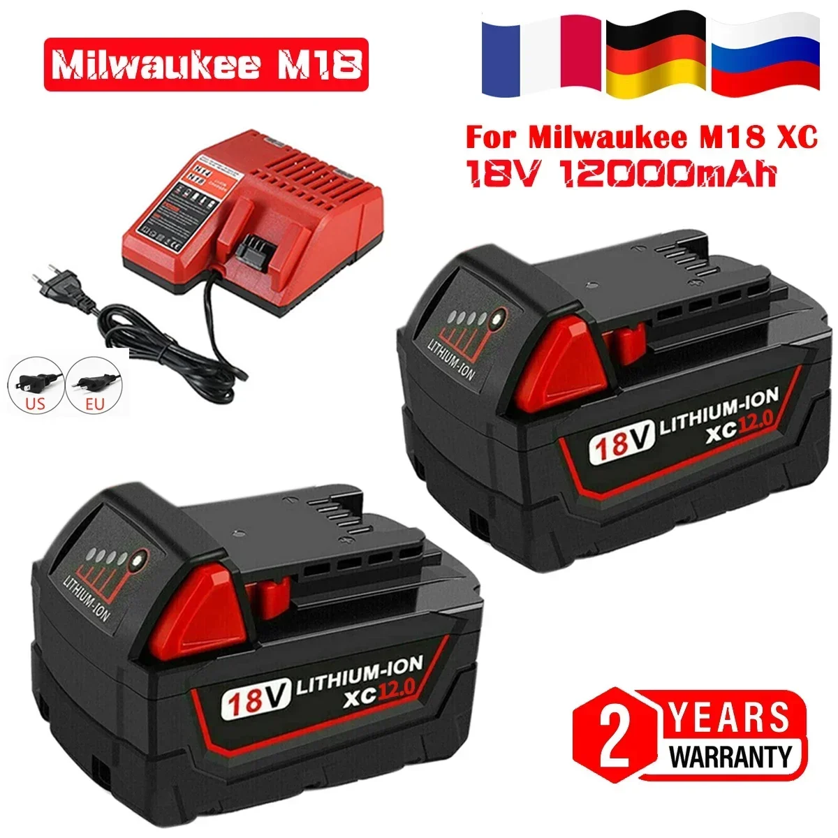 18V 9000mAh M18 XC Li-Ion Replacement Battery for Milwaukee 48-11-1815 M18B2 M18B4 M18B5 M18B M18B9 M18BX L50  48-11-1860