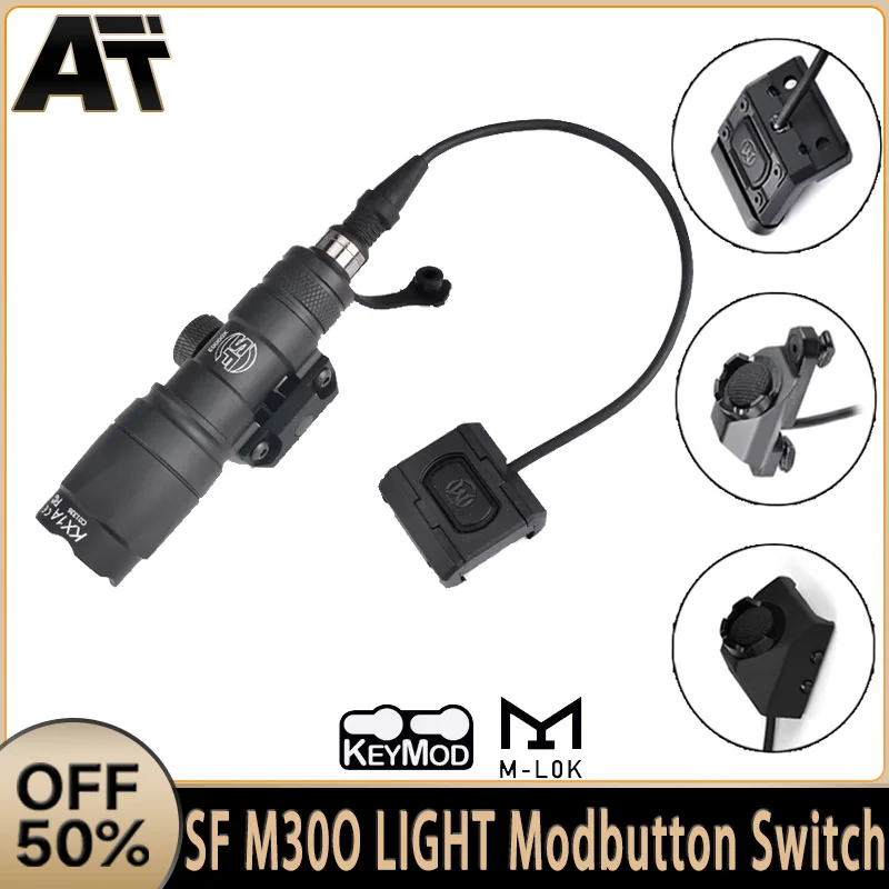 Surefir M300 Flashlight M300A Tactical Scout Lamp Remote Pressure Switch Modbutton Fit Keymod MLok Picatinny Hunting Weapon Lamp